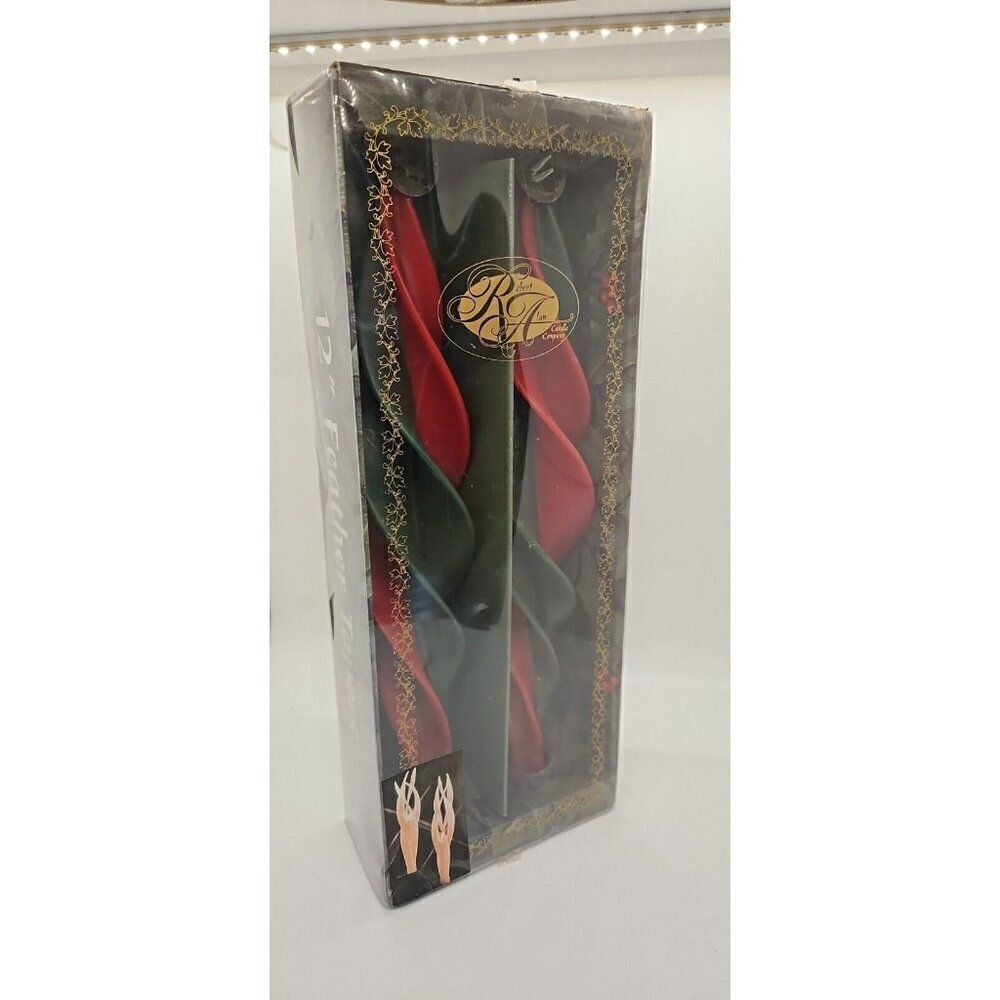 NEW Vintage Robert Allen Candle Company 12" Feather Taper Twist Camdles Set Of 2